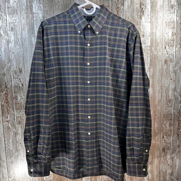 Ralph Lauren Classic Fit Shirt Mens L Green Plaid Button Down Long Sleeve Preppy - Picture 1 of 8